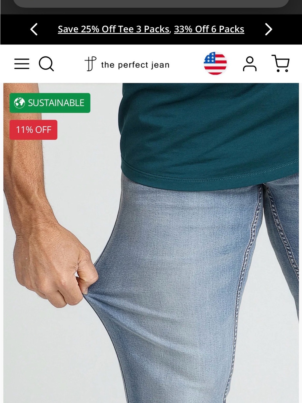The Perfect Jean - Light Wash Slim Jeans - Light Blue 34 x 32 - Picture 8 of 9